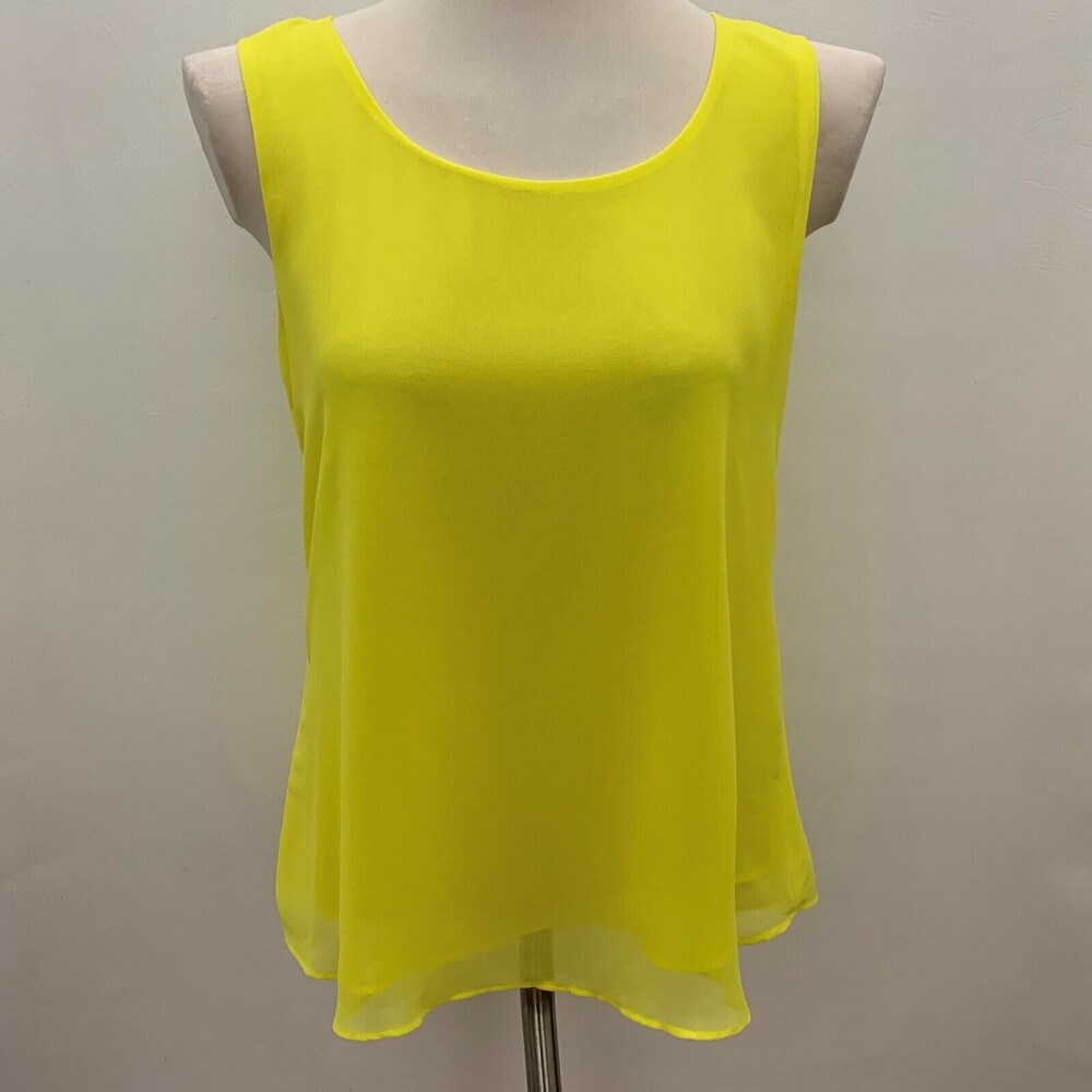 Mine Women's Top Small Canary Yellow‎ Sleeveless Sheer